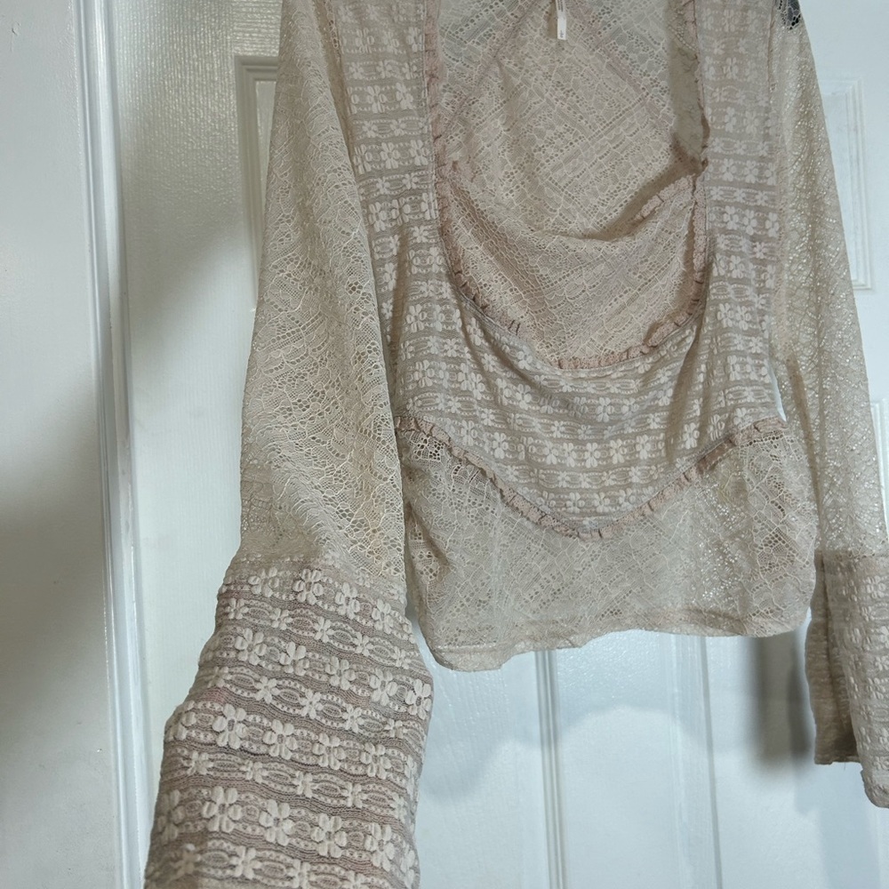 Free People Cream Lace Blouse - Picture 4 of 7